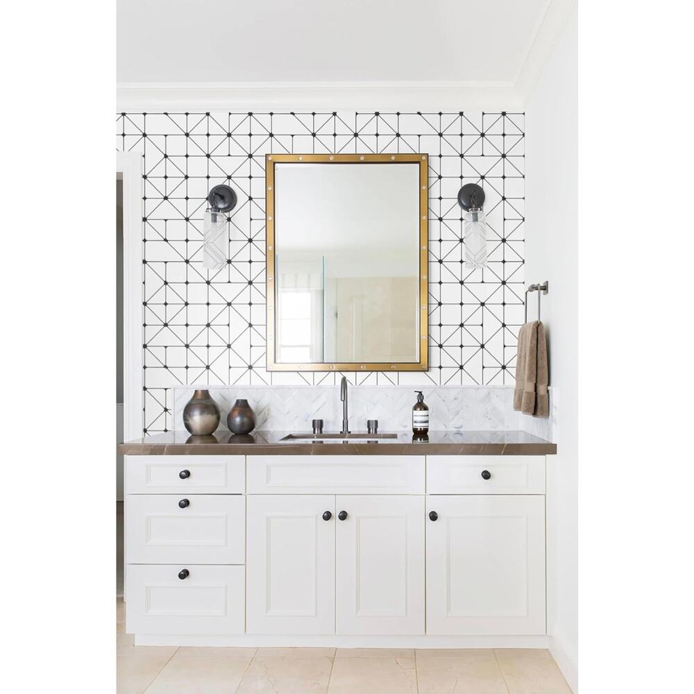 Geometric Peel & Stick Wallpaper Black & White Waterproof Vinyl 17.3”×78.7” s8 - Picture 6 of 8